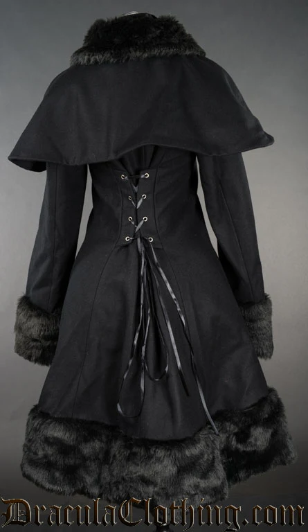 Thick Winter Wool Coat Black Satin Lining - Image 3